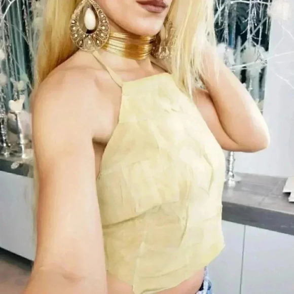 100% LEATHER CROP TOP - Picture 3 of 5